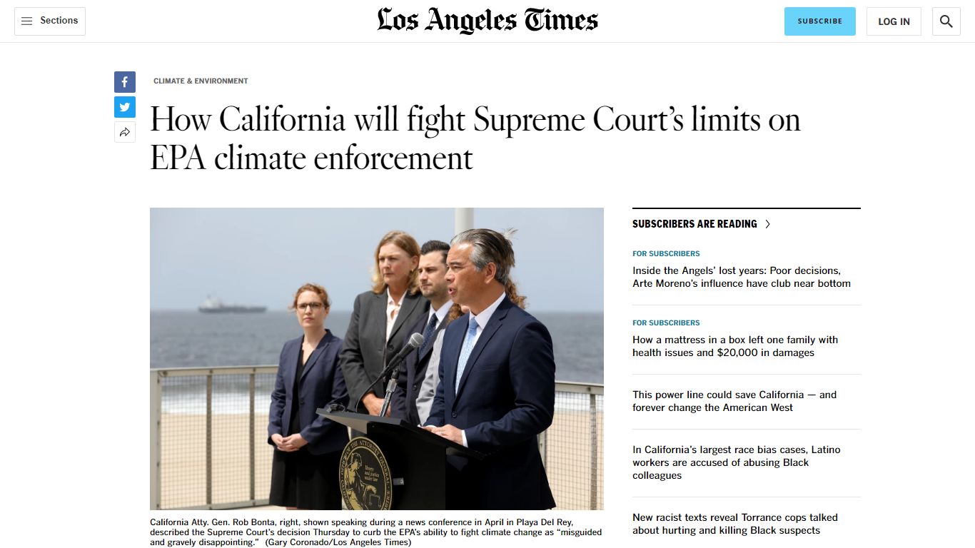 How California will fight the Supreme Court's EPA ruling - Los Angeles ...